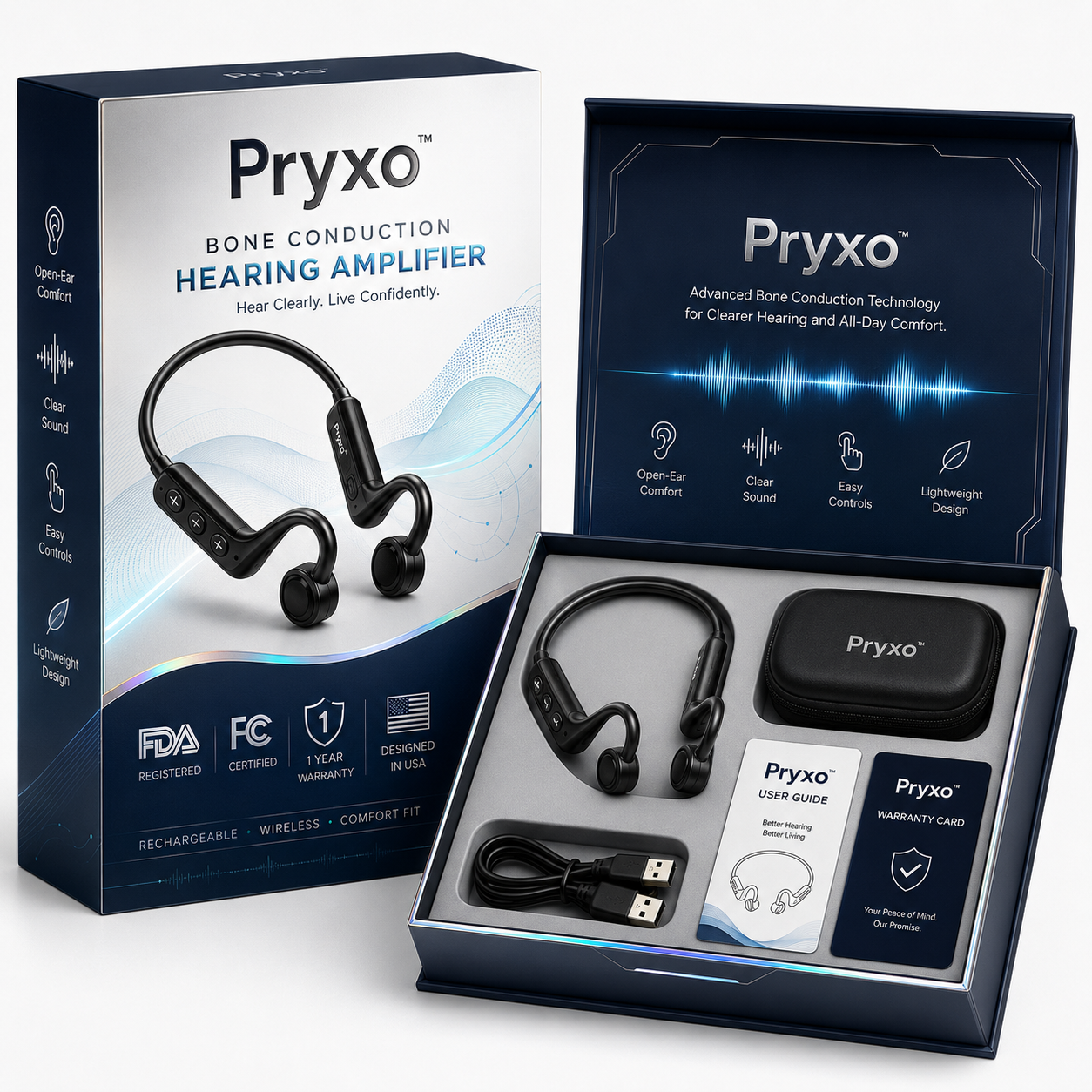 💖#1 THIS IS THE CLEAR WINNER!🔥Pryxo™ Bone Conduction Hearing Aids — Hear the sounds you should hear! ✅Made in the USA